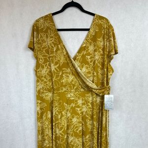 NWT Mustard Faux-Wrap dress 2X